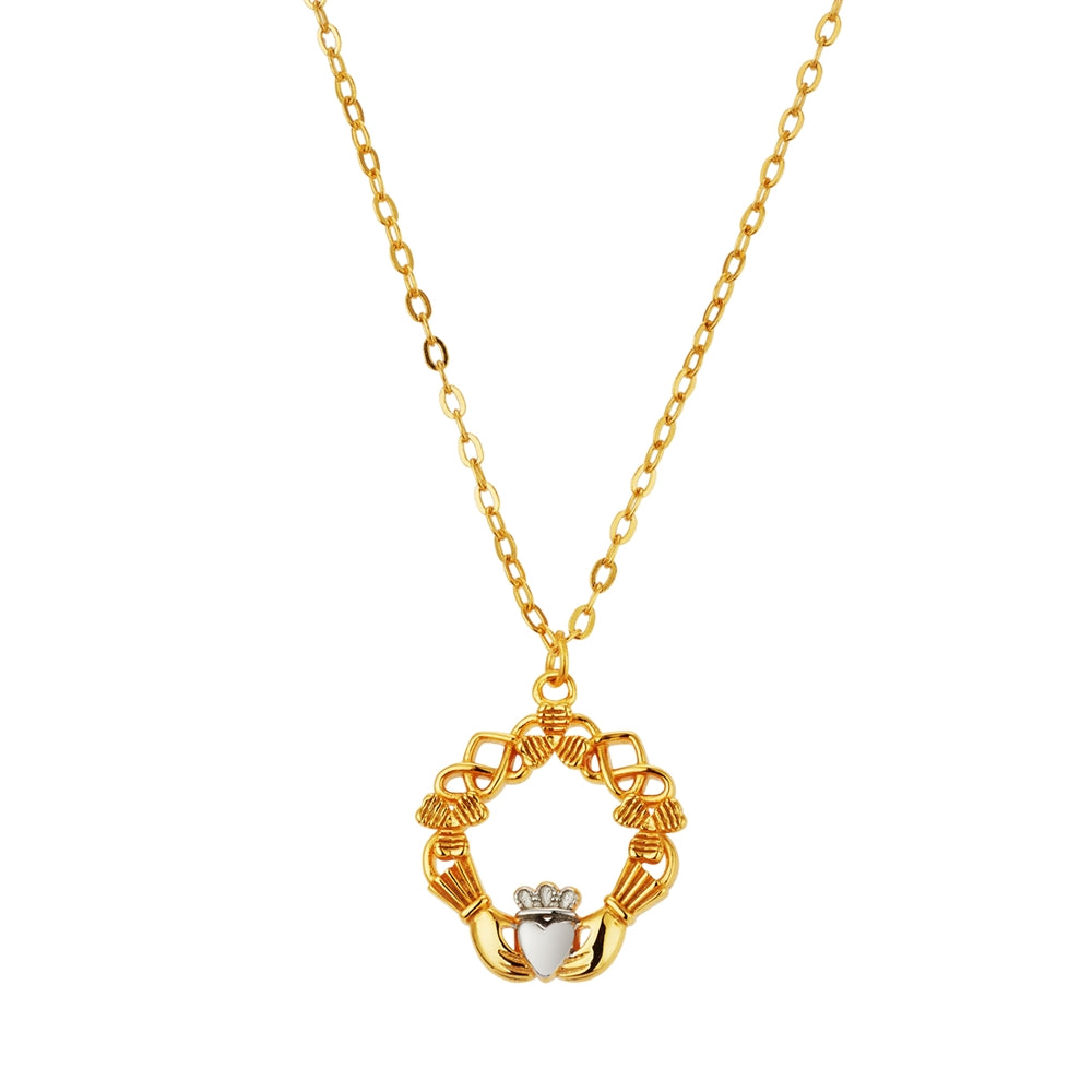 Argento Silver Two Tone Claddagh Necklace