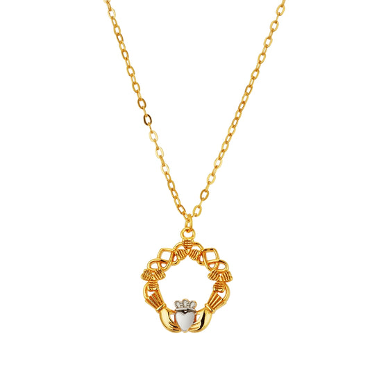 Argento Silver Two Tone Claddagh Necklace