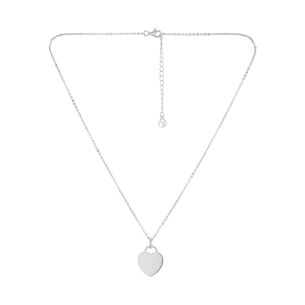 Argento Silver Engravable Padlock Heart Necklace