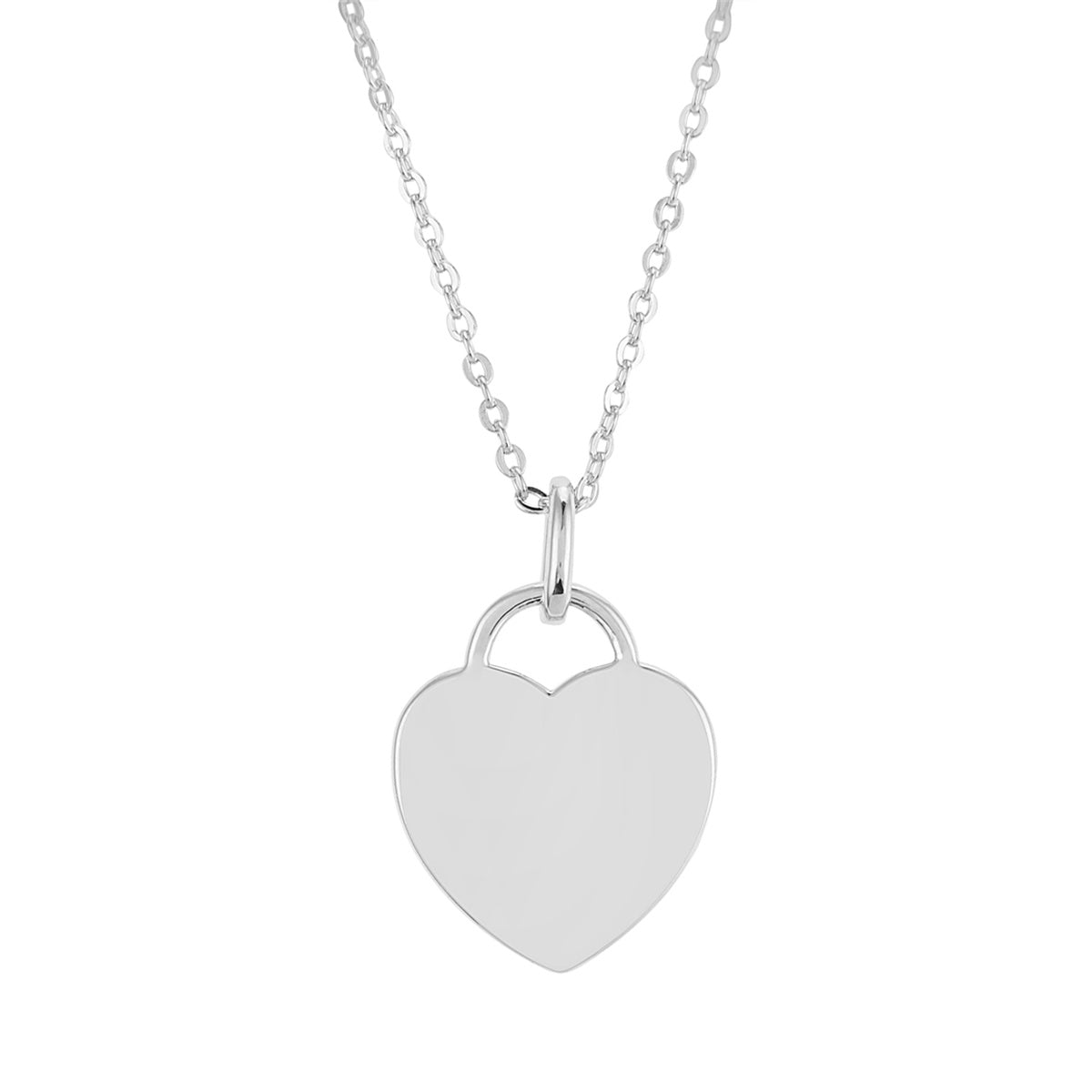 Argento Silver Engravable Padlock Heart Necklace