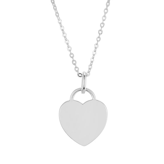 Argento Silver Engravable Padlock Heart Necklace