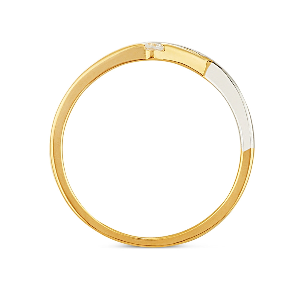 Argento Silver Two Tone Overlap Crystal Ring
