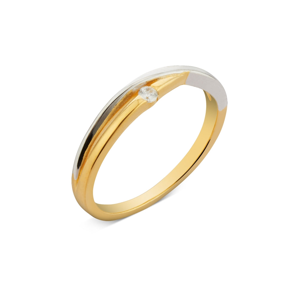 Argento Silver Two Tone Overlap Crystal Ring
