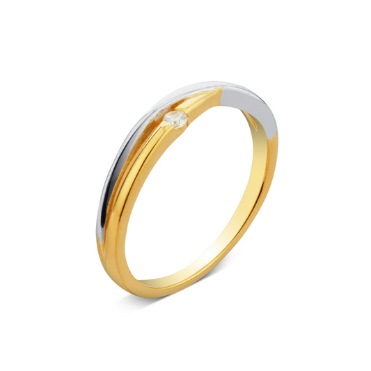 Argento Silver Two Tone Overlap Crystal Ring