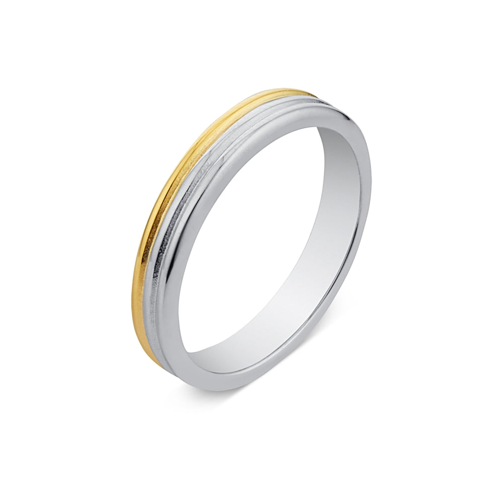 Argento Silver Two Tone Triple Band Ring
