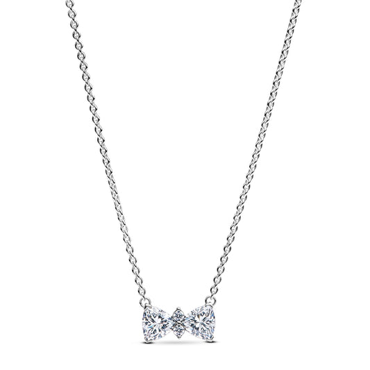 Pandora Silver Sparkling Bow Collier Necklace
