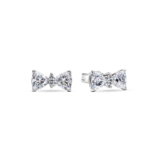 Pandora Silver White Crystal Bow Stud Earrings