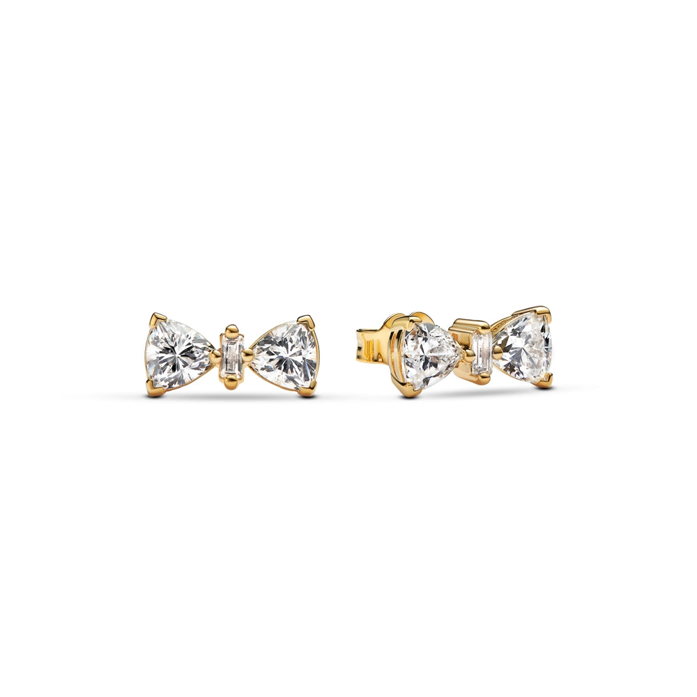 Pandora Gold Crystal Bow Stud Earrings