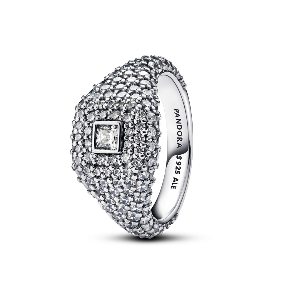 Pandora Silver Pavé Square Cocktail Ring