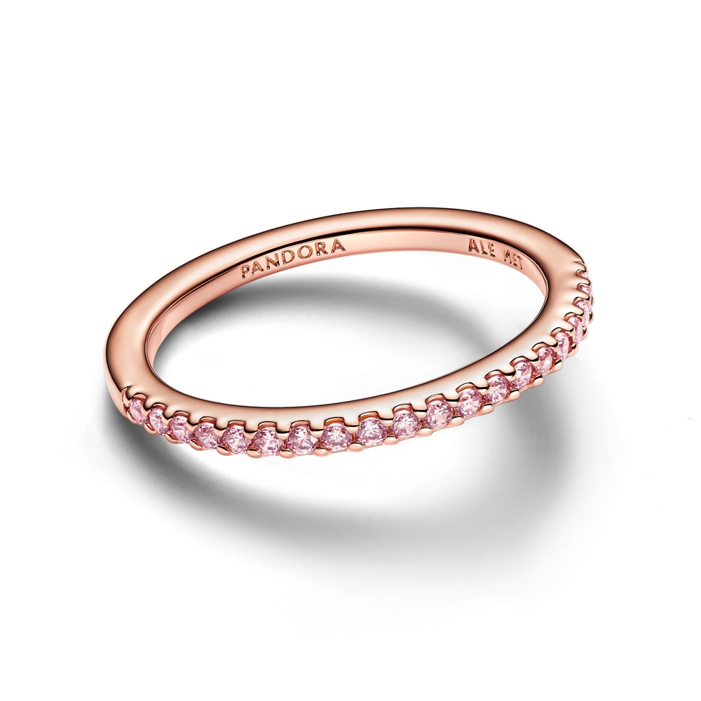 Pandora Rose Gold Sparkling Pink Band Ring