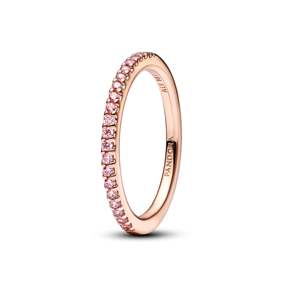 Pandora Rose Gold Sparkling Pink Band Ring