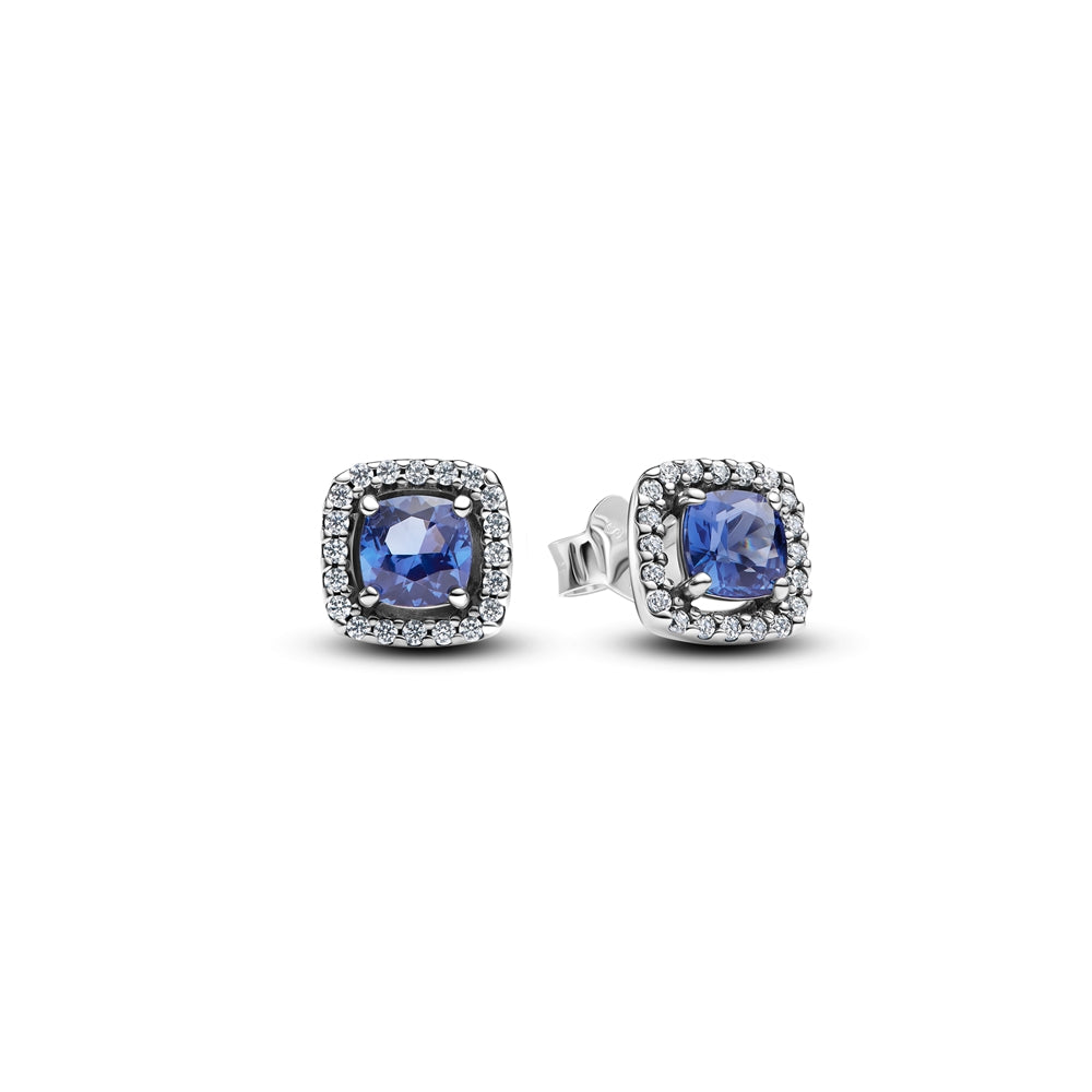 Pandora Silver Sparkling Blue Halo Stud Earrings