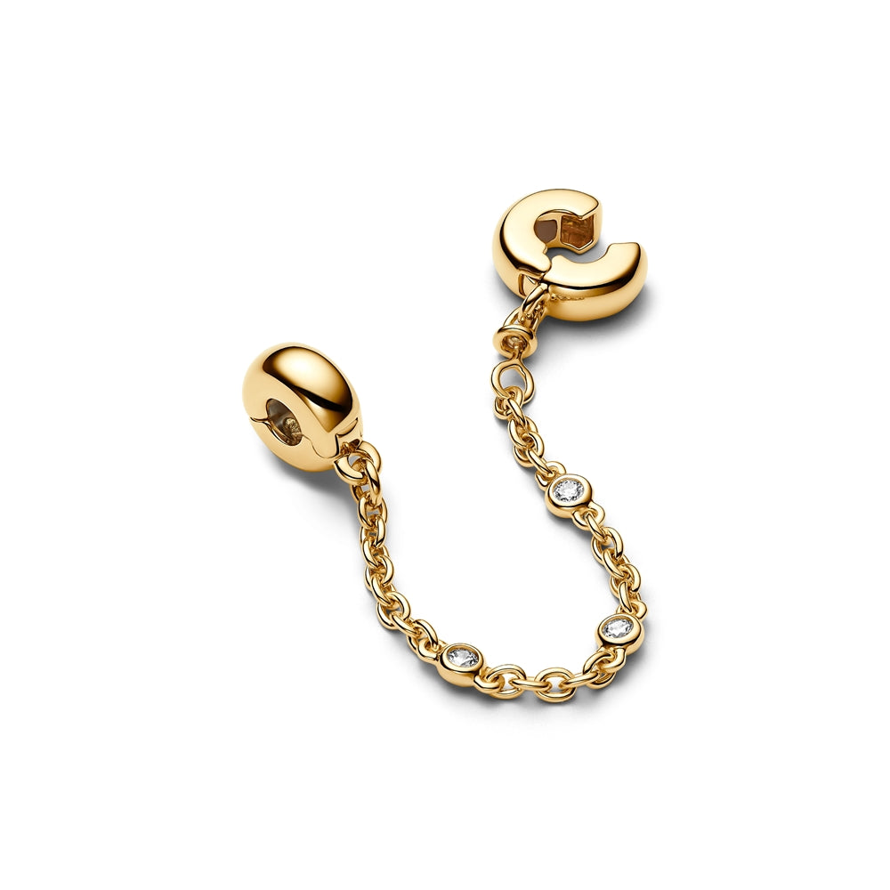 Pandora Gold Triple Clear Stone Safety Chain