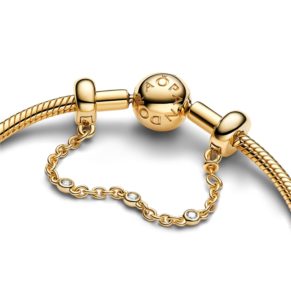 Pandora Gold Triple Clear Stone Safety Chain
