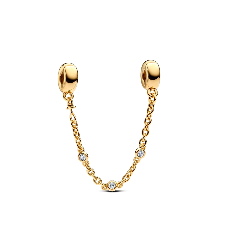 Pandora Gold Triple Clear Stone Safety Chain