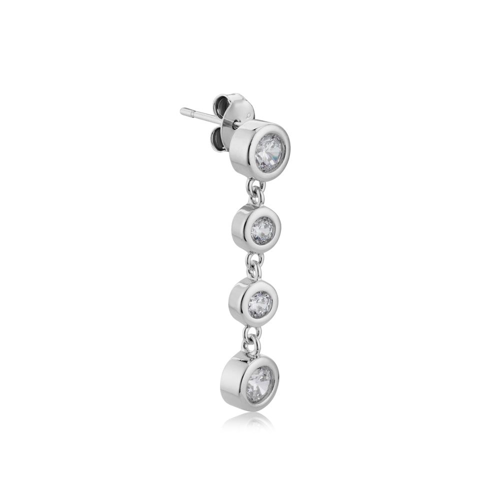 Argento Silver Four Bezel Drop Earrings