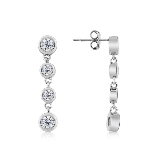 Argento Silver Four Bezel Drop Earrings