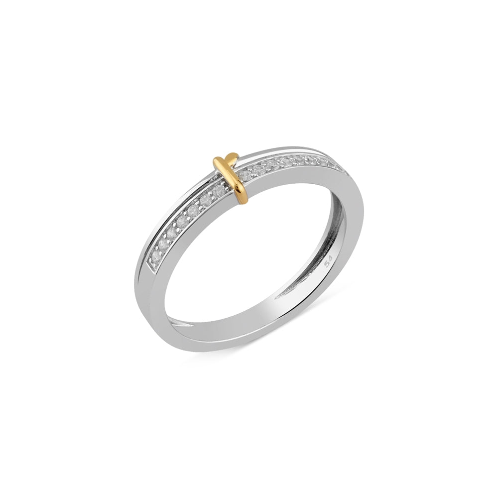 Argento Silver Two Tone Pave Crystal Ring