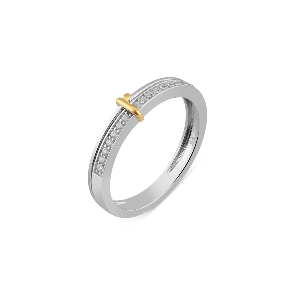 Argento Silver Two Tone Pave Crystal Ring