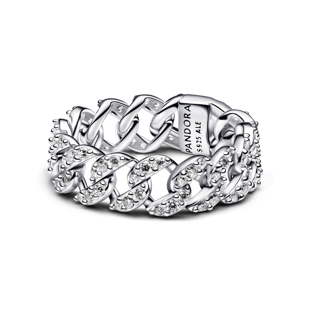 Pandora Silver Pavé Cuban Chain Ring