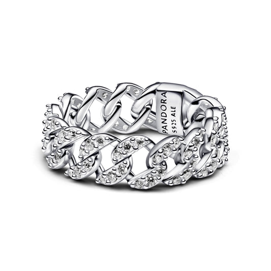 Pandora Silver Pavé Cuban Chain Ring