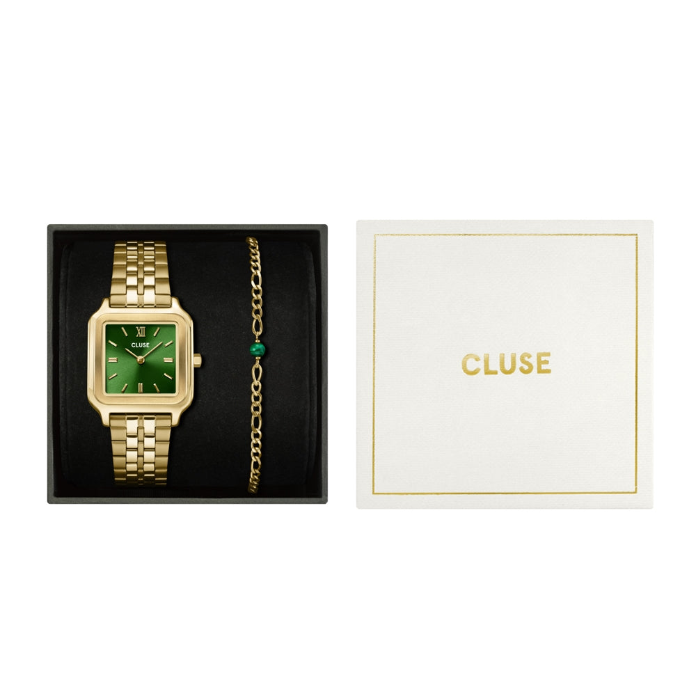CLUSE Gold Gracieuse Green Malachite Bracelet Watch Giftbox