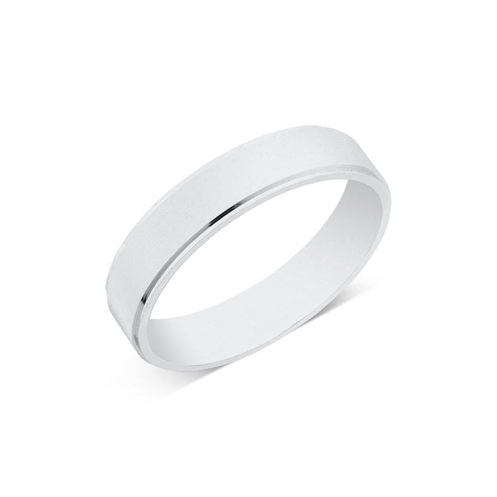 Argento Silver Brushed Silver Band Ring