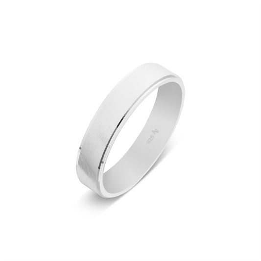 Argento Silver Brushed Silver Band Ring