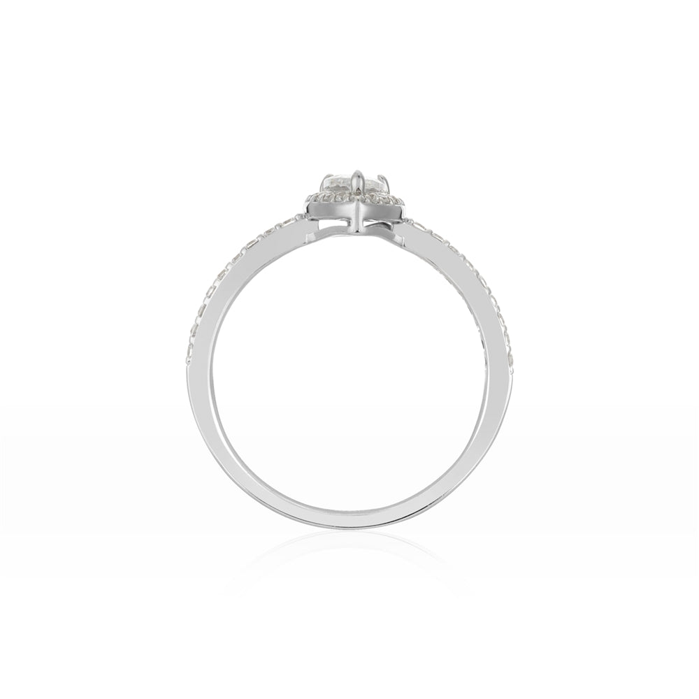 Argento Silver Pear Halo Promise Ring