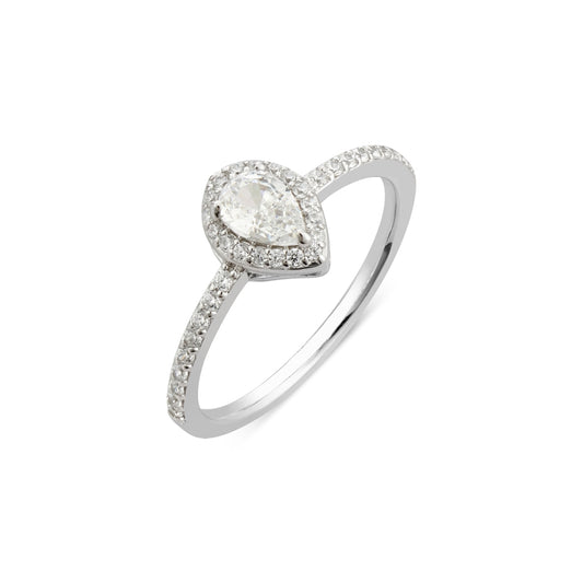 Argento Silver Pear Halo Promise Ring