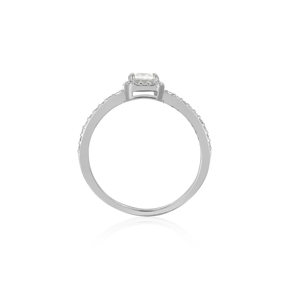 Argento Silver Radiant Halo Promise Ring