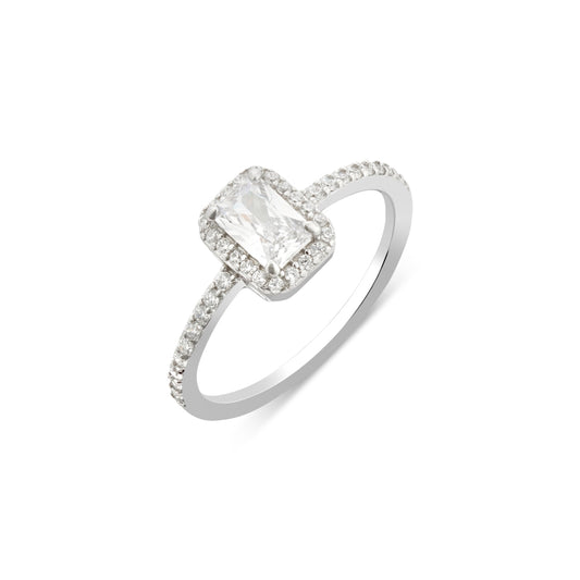 Argento Silver Radiant Halo Promise Ring