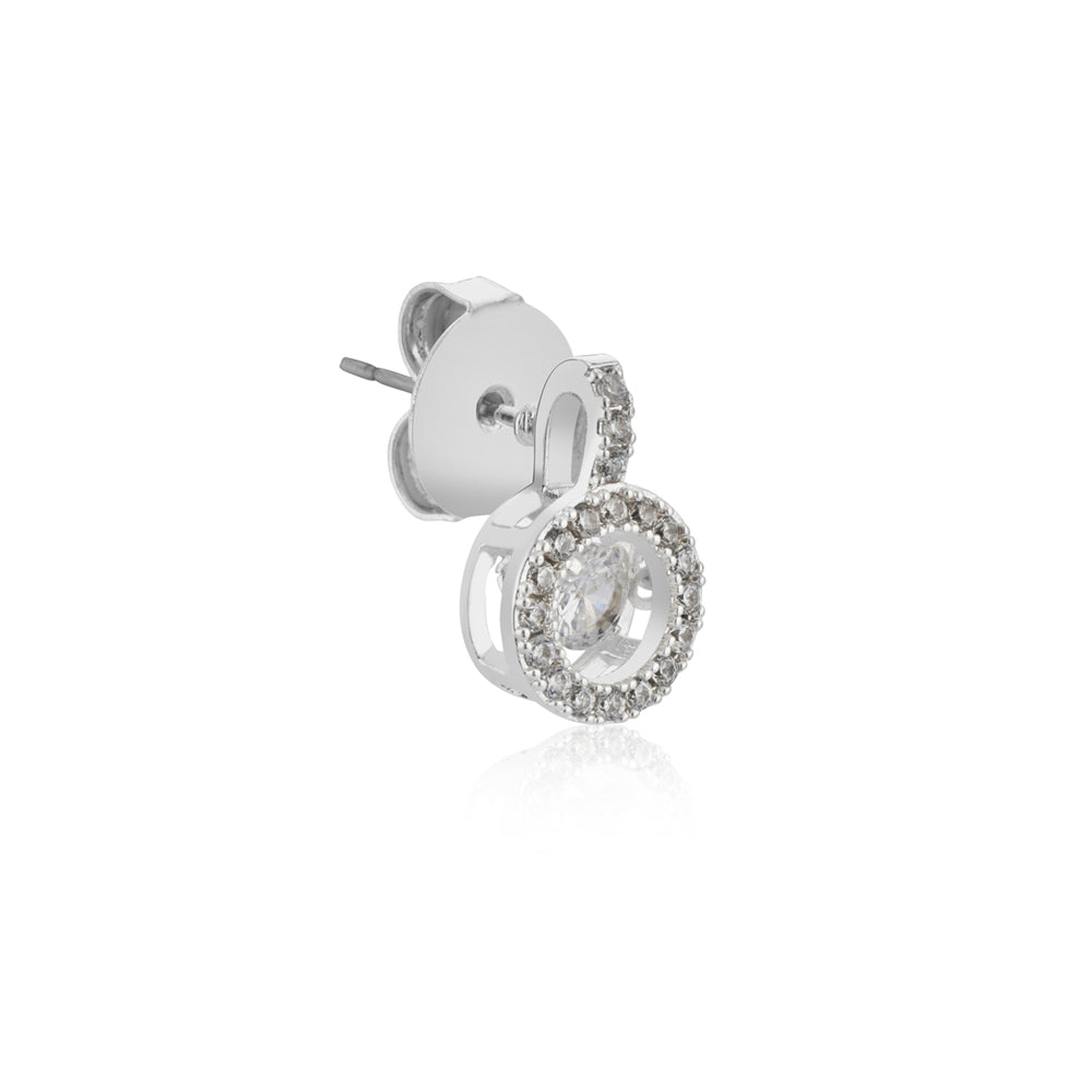August Woods Silver Boarder Halo Stud Earrings