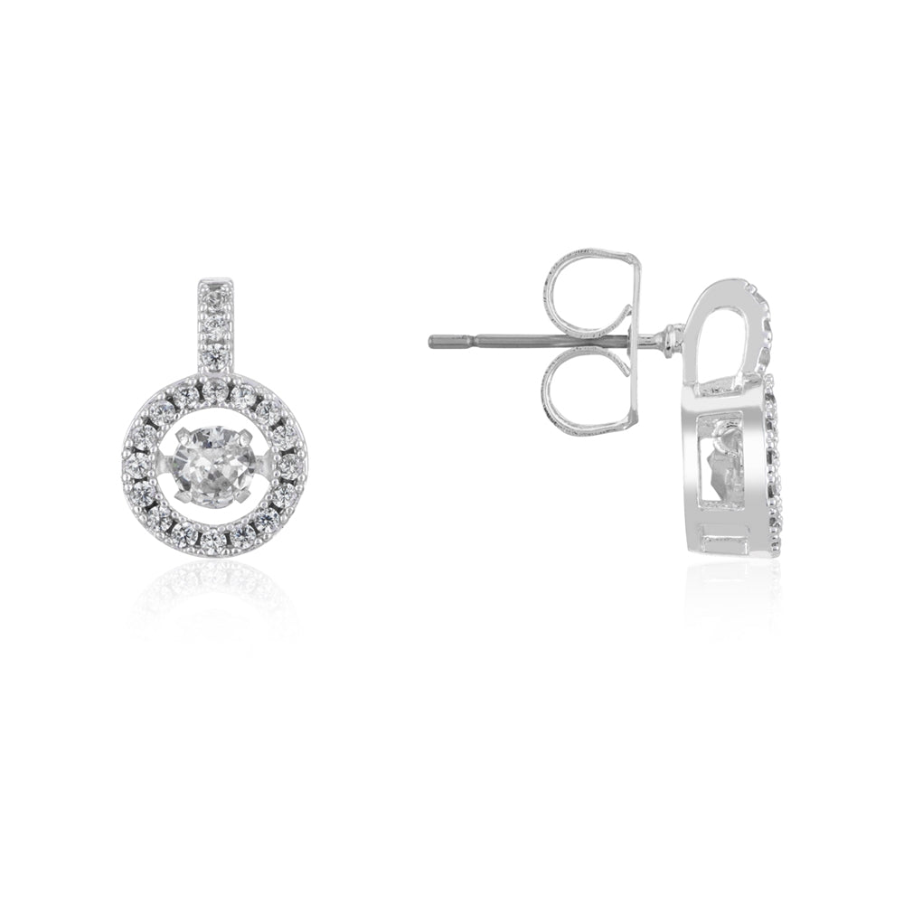 August Woods Silver Boarder Halo Stud Earrings