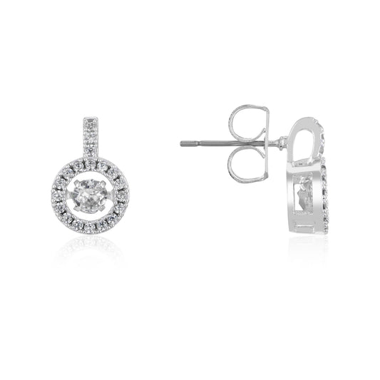 August Woods Silver Boarder Halo Stud Earrings