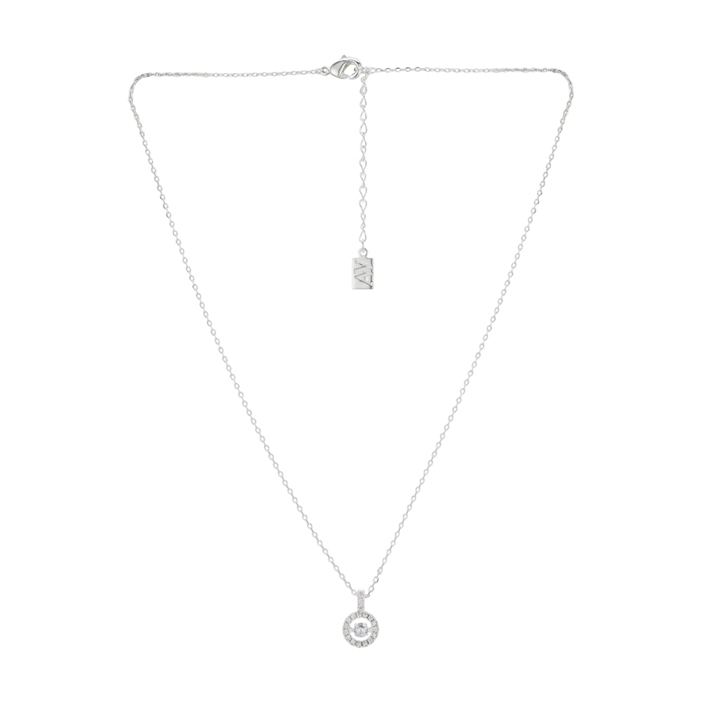 August Woods Silver Sparkle Boarder Halo Necklace