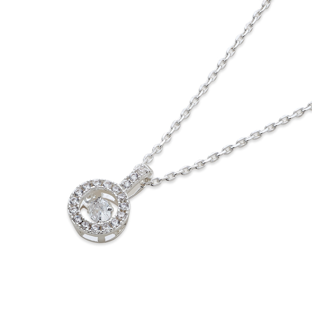 August Woods Silver Sparkle Boarder Halo Necklace