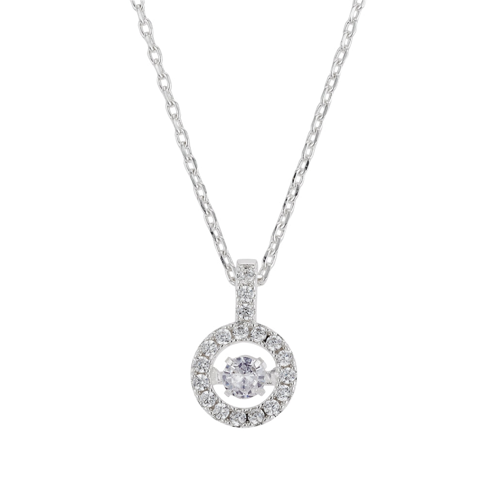 August Woods Silver Sparkle Boarder Halo Necklace