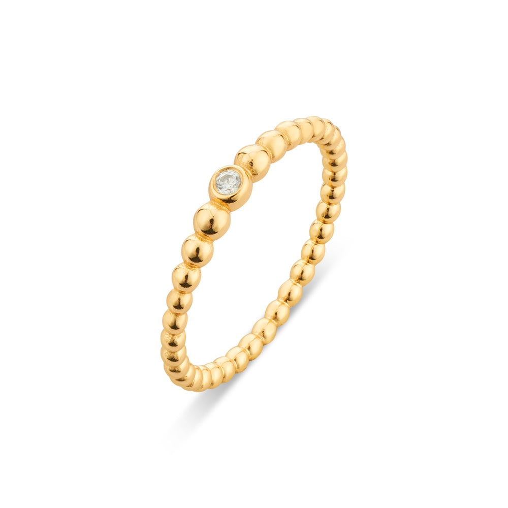 Argento Gold Beaded Crystal Bezel Ring