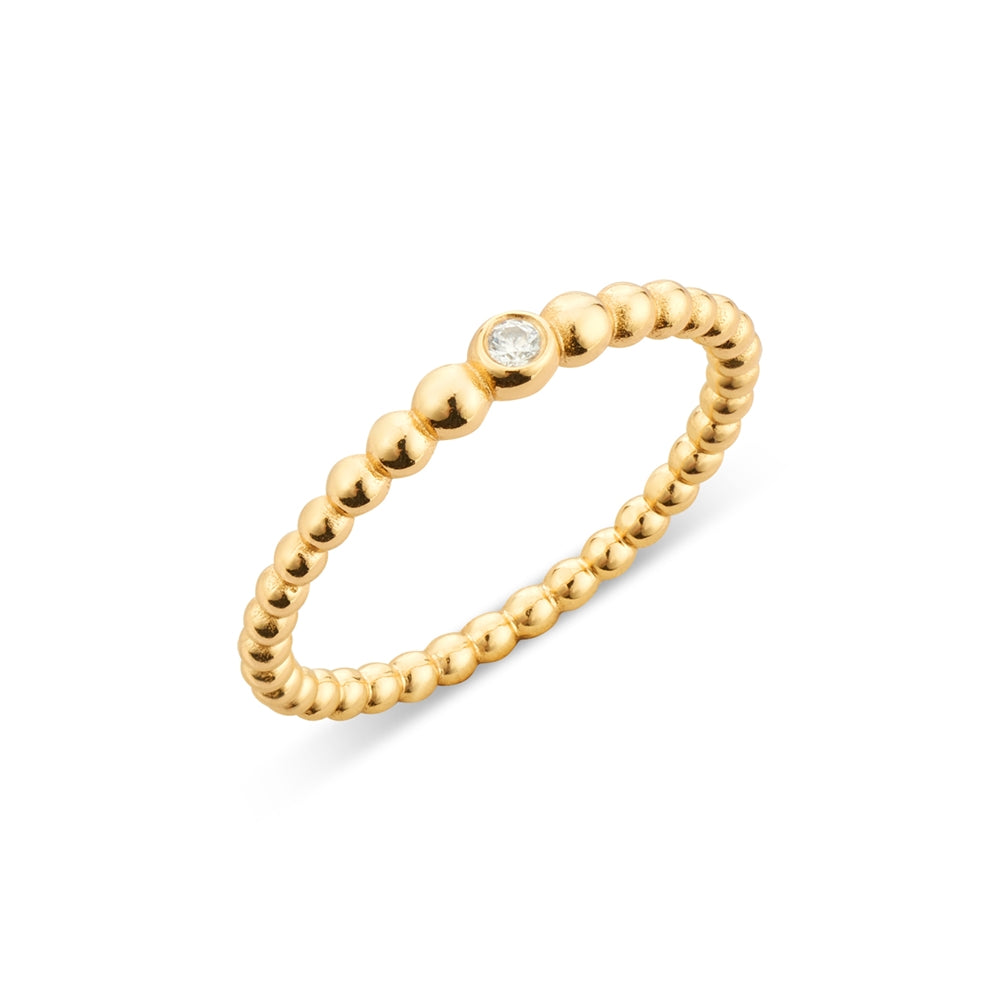 Argento Gold Beaded Crystal Bezel Ring