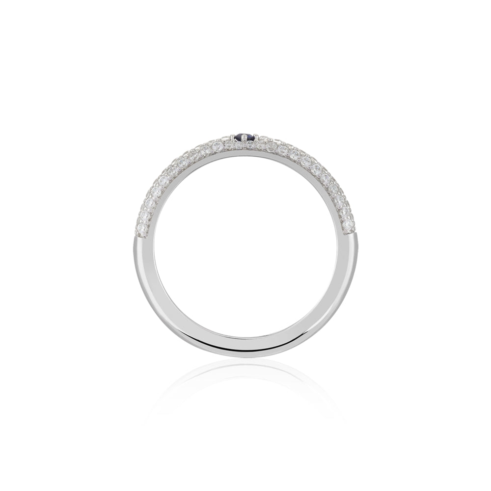 Argento Silver Blue Stone Pavé Band Ring