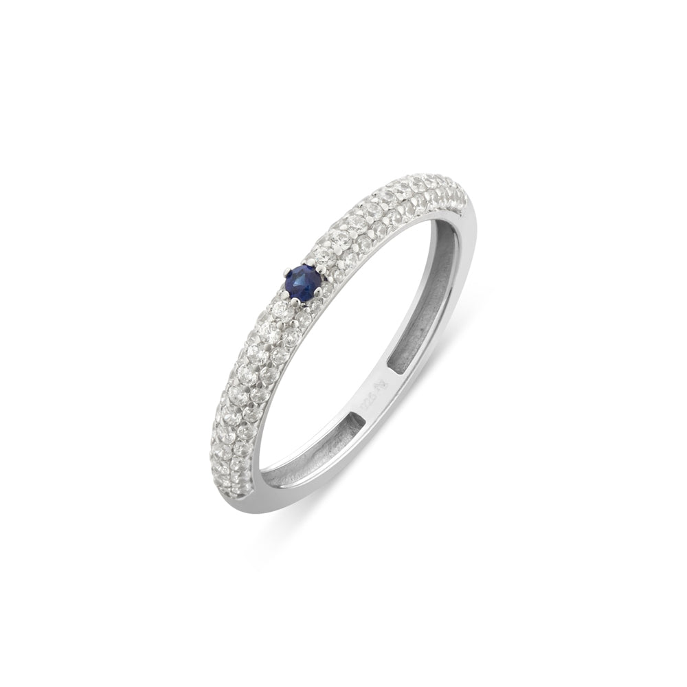 Argento Silver Blue Stone Pavé Band Ring