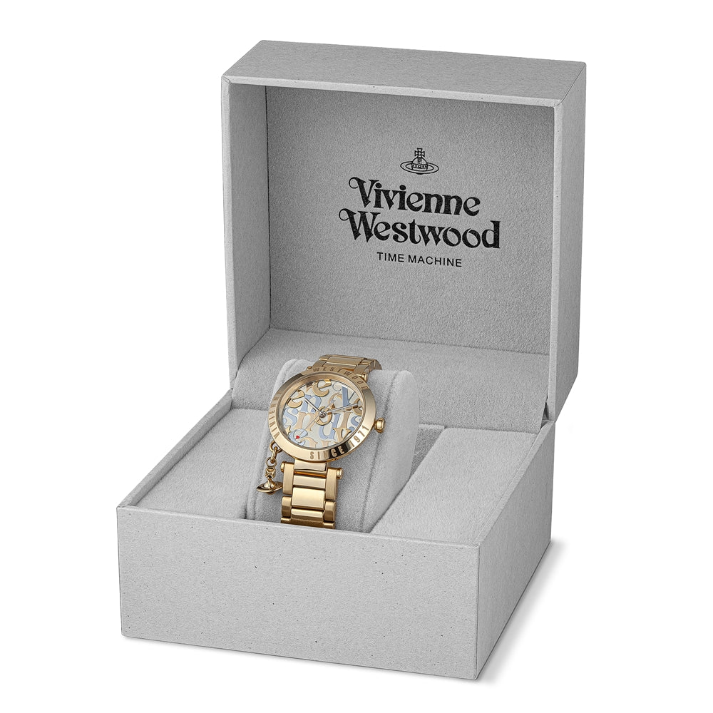 Vivienne Westwood Gold Logo Monogram Orb Bracelet Watch