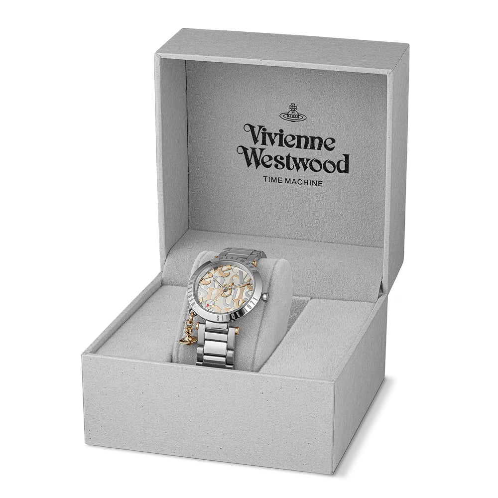 Vivienne Westwood Silver Logo Monogram Orb Bracelet Watch