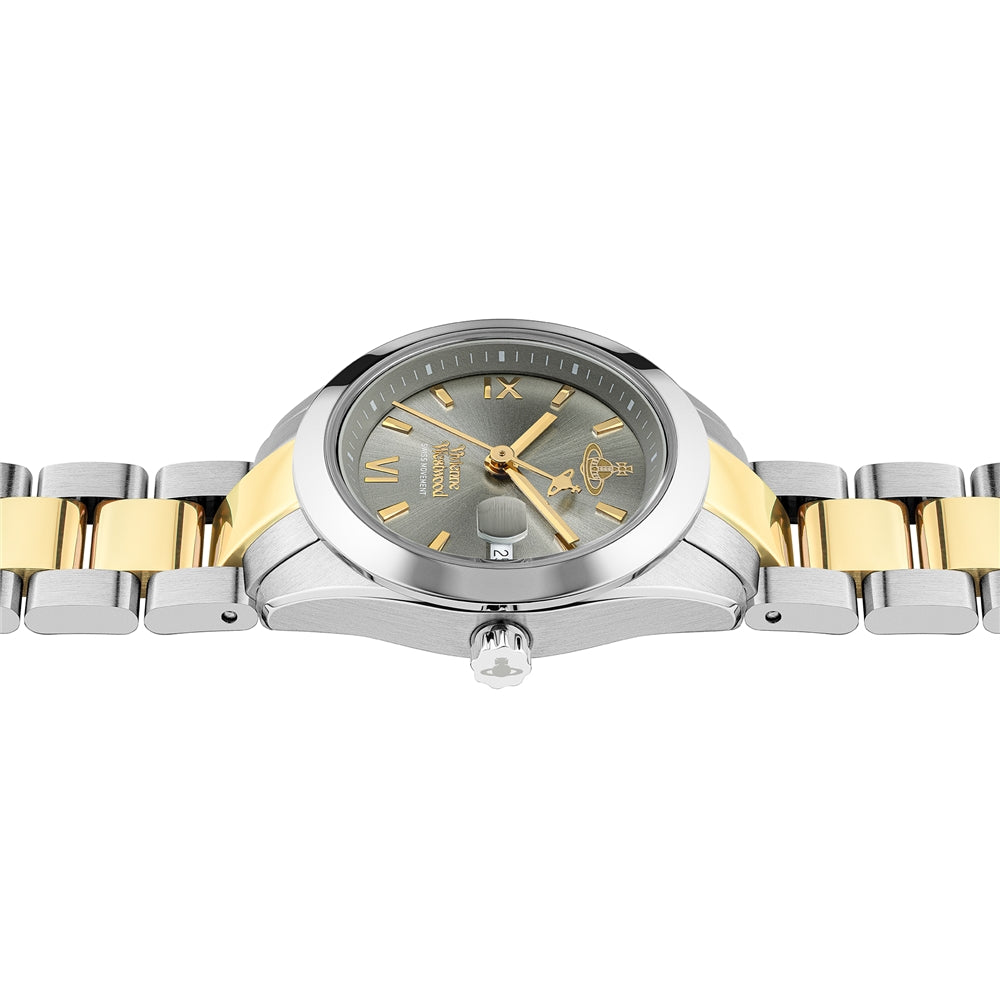 Vivienne Westwood Gold Mix Grey Fenchurch Round Bracelet Watch
