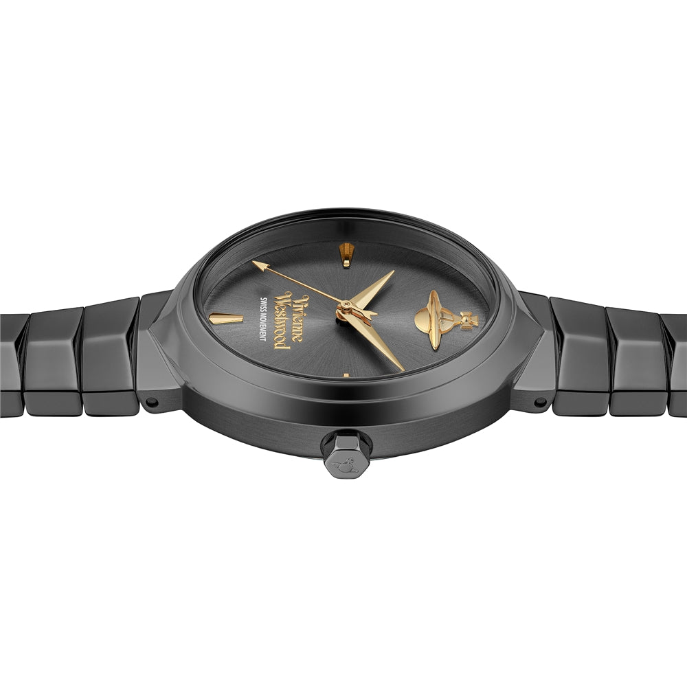Vivienne Westwood Gun Metal Armour Oval Watch