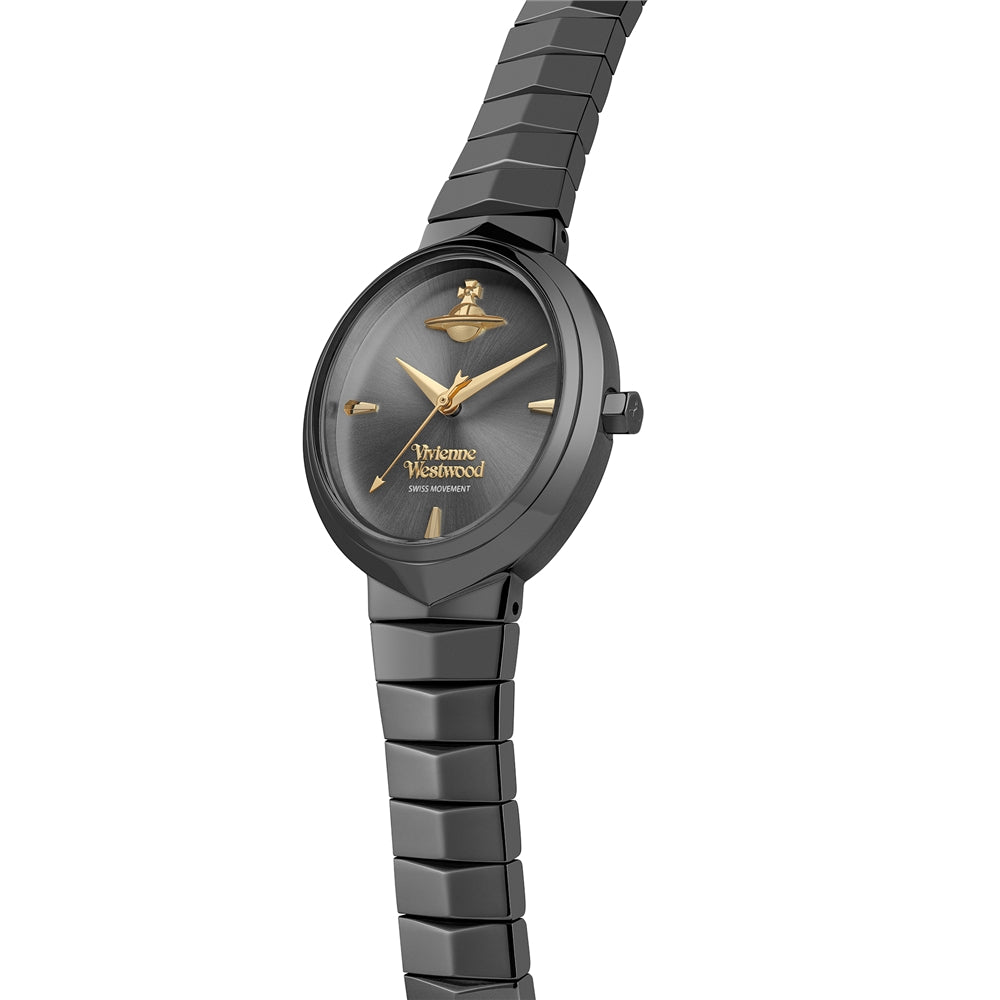 Vivienne Westwood Gun Metal Armour Oval Watch