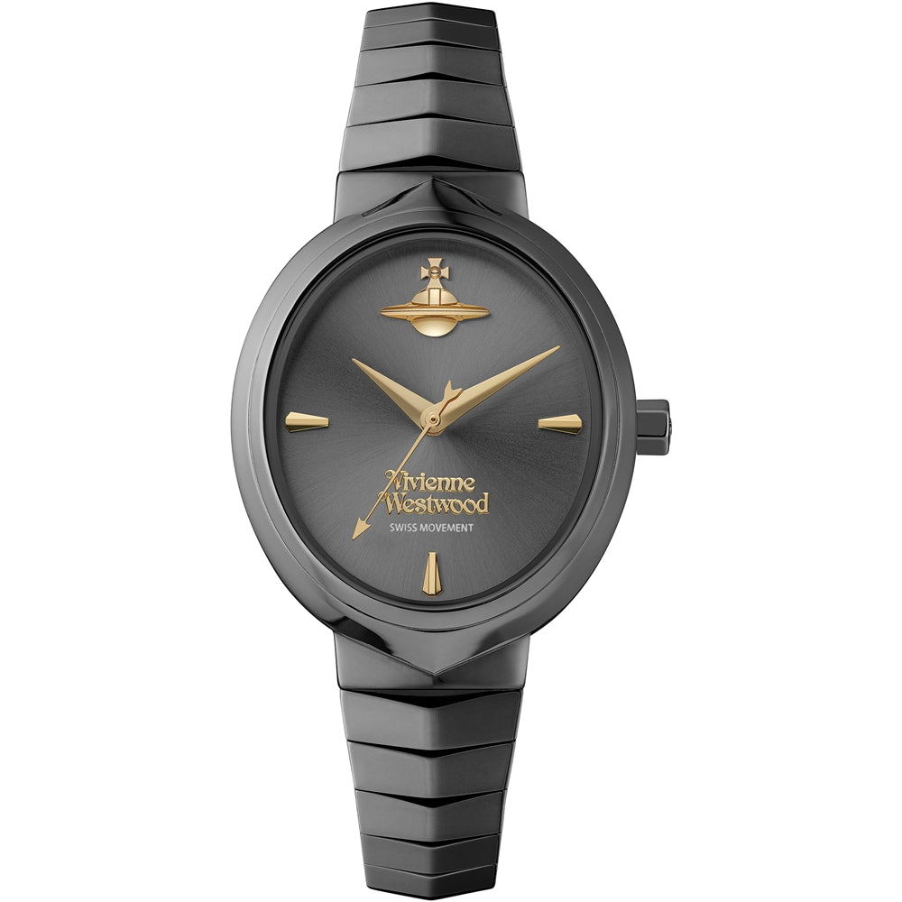 Vivienne Westwood Gun Metal Armour Oval Watch