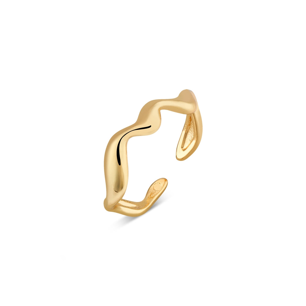 Over & Over Gold Stainless Steel Open Band Wave Ring