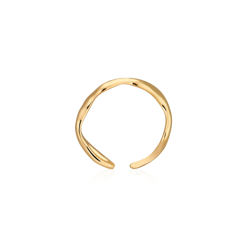 Over & Over Gold Stainless Steel Open Band Wave Ring